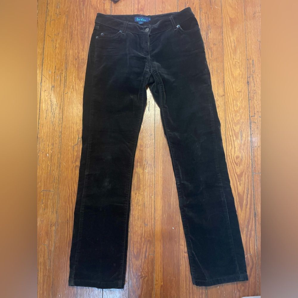 Boden Womens Velvet Straight Jeans Trousers Size 8R Light Black EUC